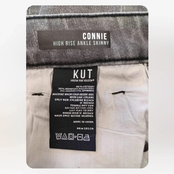 Kut From The Kloth Connie High Rise Fab Ab Ankle Skinny Raw Hem Black Size 4 - Picture 14 of 14